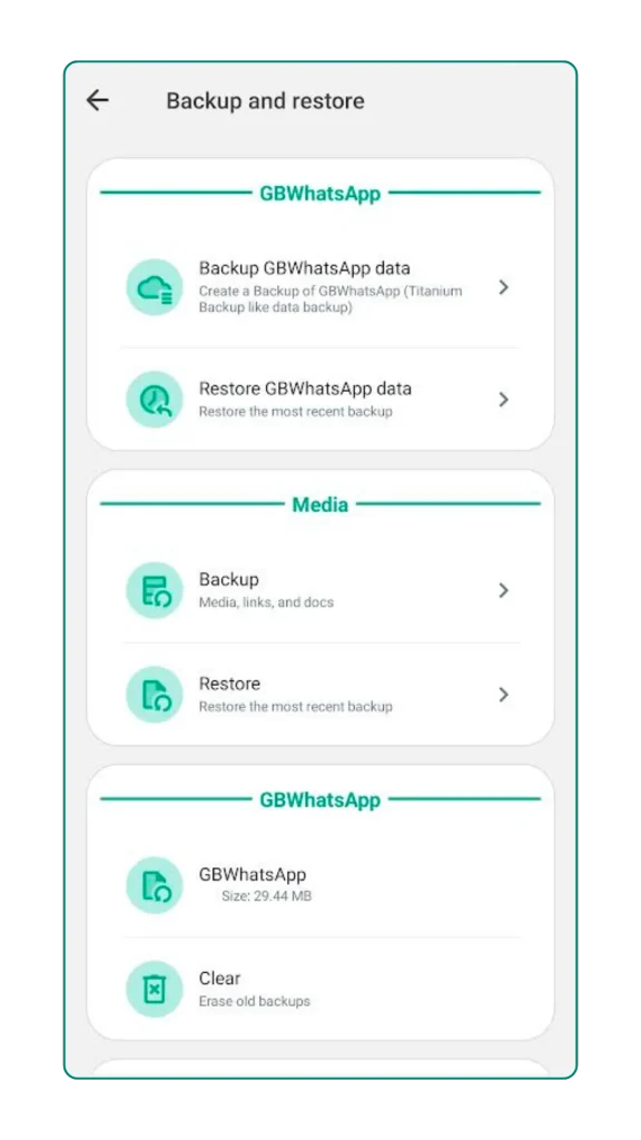 GBWhatsApp easy backup and restore